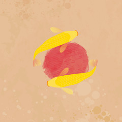 ogon fish koi. Fish Koi Illustration. Concept for Fish Koi. Flat style vector illustration isolated on colour background, suitable for wallpaper, banner, book illustration.