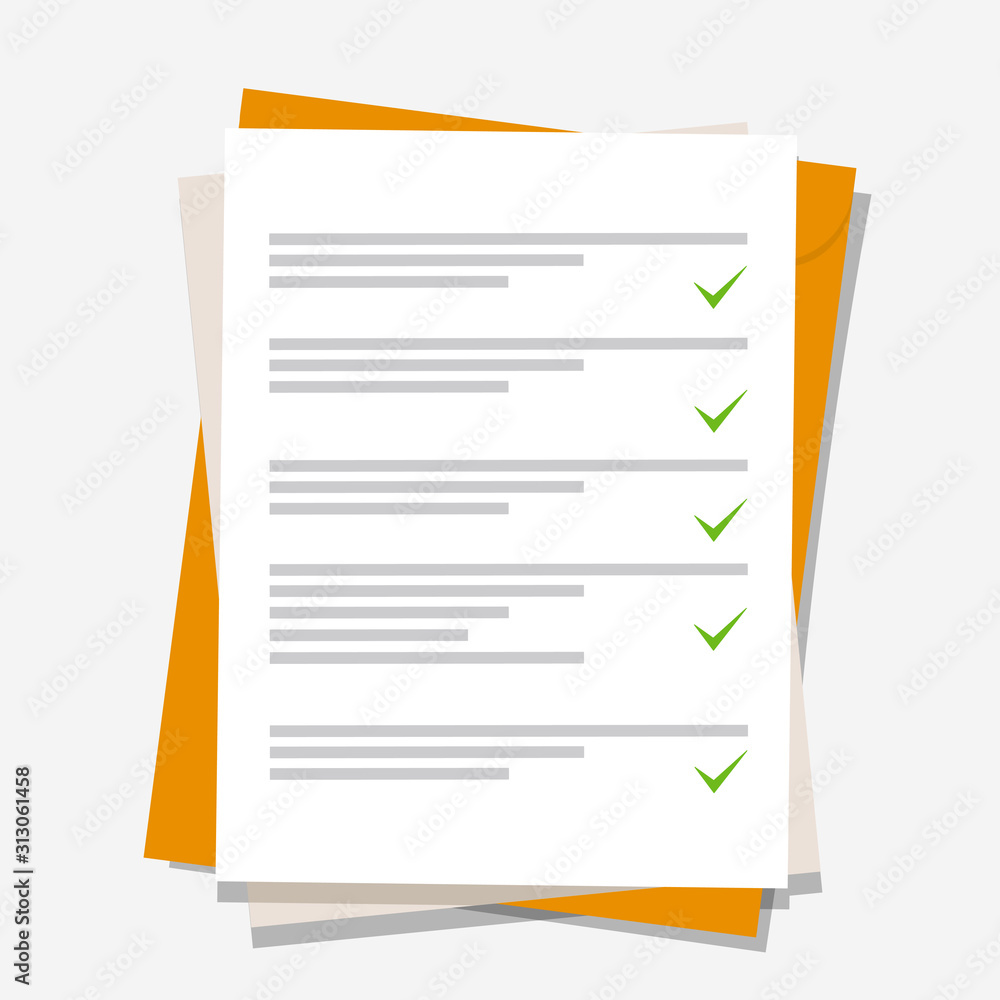 Aufkleber documents icon. stack of paper sheets. confirmed or approved document. flat illustration isolated on