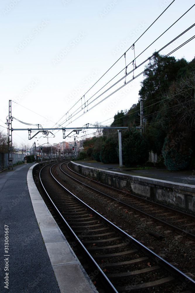 Poster railway in an urban environment