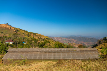 Greenhouses and Mountain view, Mae Tho National Park, Chiang Mai, Thailand