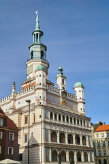 Fototapeta premium Facade of a Renaissance town hall with a tower in Poznan.