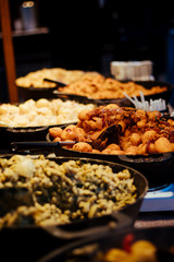 Hot food on a christmas market in Prague