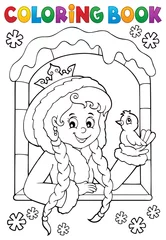 Foto auf Acrylglas Für Kinder Malbuch Prinzessin im Winterfenster