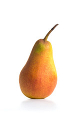 red-yellow ripe pear fruit isolated on a white background