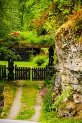Countryside view and rustic gate