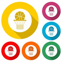 Basketball icon isolated with long shadow