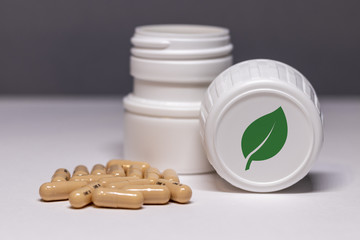 Pictogramme feuille / bio sur boite de médicaments