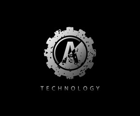 A Letter Metal Gear Service Logo Icon  