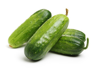 Green cucumber on the white background