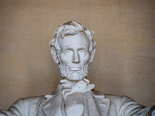 Washington DC, District of Columbia, United States of America : [ Abraham Lincoln Memorial and his statue inside Greek column temple at the end of National Mall ]