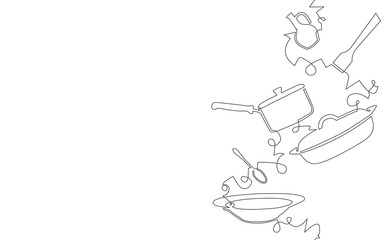 Background with Utensils and Food. Cooking Vertical Pattern. Vector illustration.