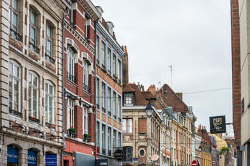 LILLE, FRANCE - October 11, 2019: antique building view in Old Town Lille, France