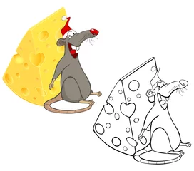 Fotobehang Vectorillustratie van een schattig stripfiguur Rat voor u ontwerp en computerspel. Kleurboek overzichtsset © liusa