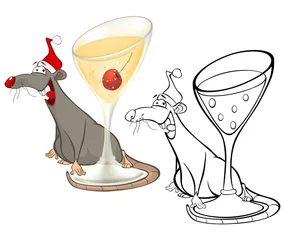 Fototapeten Vektor-Illustration einer niedlichen Cartoon-Charakter-Ratte für Sie Design und Computerspiel. Malbuch-Umriss-Set © liusa