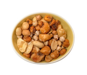 Various nuts on an isolated white background