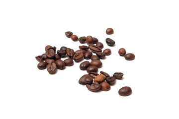 Various coffee beans on an isolated white background