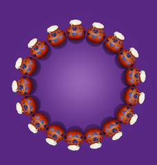 Pongal Mud Pot arranged in a circle - Image