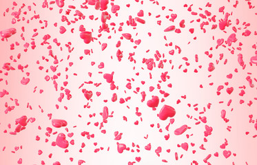 Fototapeta na wymiar Red falling hearts Valentine day background