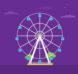 Ferris wheel in the flat style vector