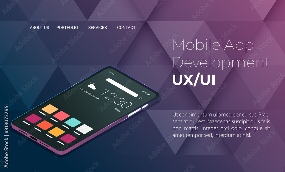 Poster mobile application interface flat vector