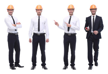 in full growth .competent engineer architect isolated on white