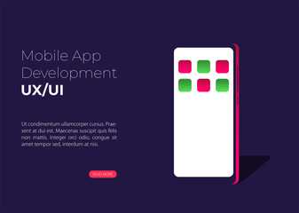 Mobile application development concept illustration with mobile phone