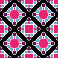 Mosaic Tile editable color vector seamless repeat pattern. Hand drawn mosaic look tile elements can be changed to any color you like, as well as the background.