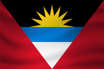 Waving flag of Antigua and Barbuda. Vector illustration