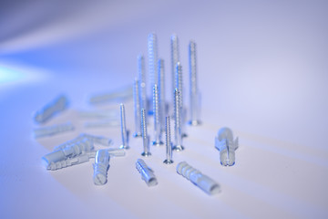 Screws and dowels of different sizes