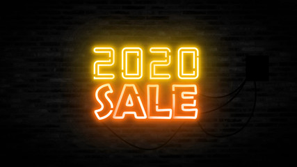 2020 sale letter on the black brick wall for promotion sale and for clearance sale and for promote sale season.