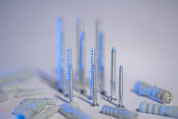 Screws and dowels of different sizes