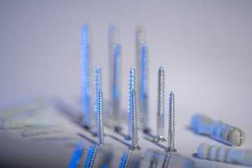 Screws and dowels of different sizes