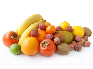 various multicolor tropical fruits as wholesome food