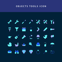 object tool flat style design icon set