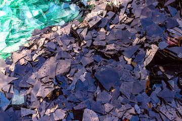 Image of waste glass for recycling in industry,broken glass recycled.