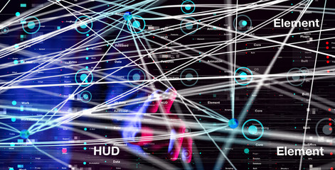 cloud connected to many objects on a virtual screen.