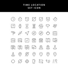 time location outline icon set