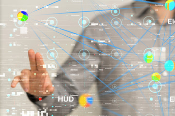 cloud connected to many objects on a virtual screen.