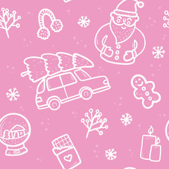 Set of winter design element in doodle style