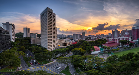 Singapore, Singapore April 30/2018 Skyline at Henderson Road in sunset, Singapore