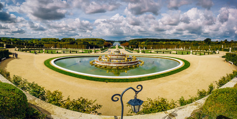 Bassin de Latone in a cloudy morning, Palace of Versailles, Paris, France