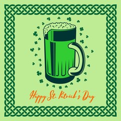 St. Patrick's Day Holiday poster, banner design template with Beer mug. Vector illustration.