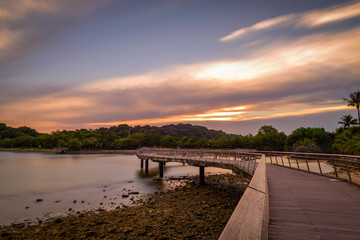 Fototapeta premium Sunset at Bukit Chermin Boardwalk 