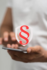 paragraph law sign digital in hand 3d