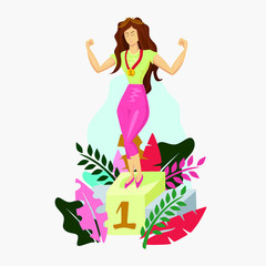 Woman as a strong beautiful winner. Theme for equal rights