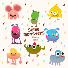 Obraz premium cute monster characters collection with funny expression for kids