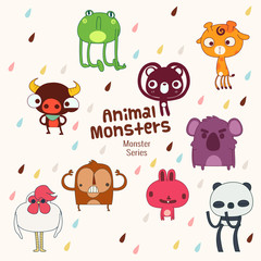 cute monster characters collection with funny expression for kids
