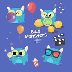 cute monster characters collection with funny expression for kids