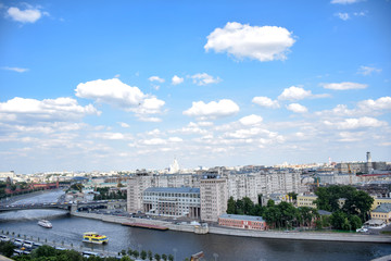 Naklejka premium Landscape for Moscow City in Russia from above in cloudy Summer day 