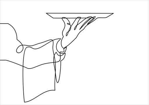 recommend clip art: Hand Serving Tray of Food-continuous line drawing 
